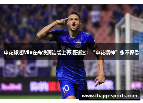 申花球迷Mia在高铁清洁袋上寄语球迷：“申花精神”永不停歇